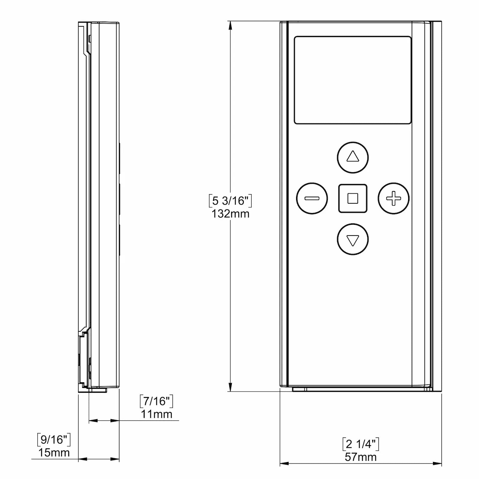 Rollease Automate Push15 15 Channel ARC Remote Control Dimensions